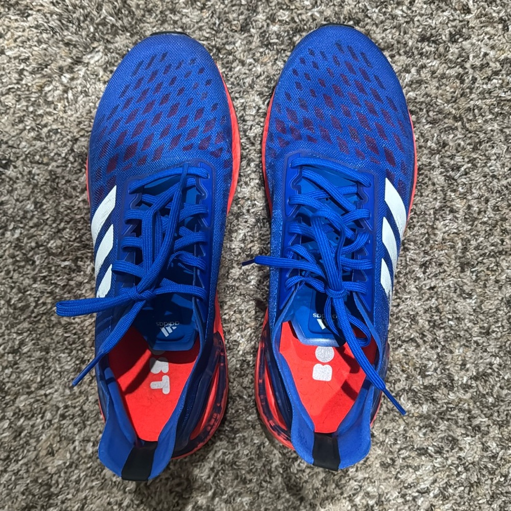 adidas Blue Athletic Shoes with Red Accents